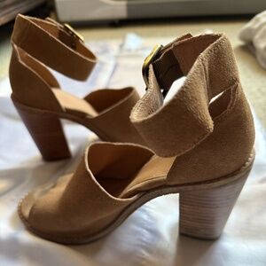 UGG Tan Suede Open-Toe Block Heel Sandals